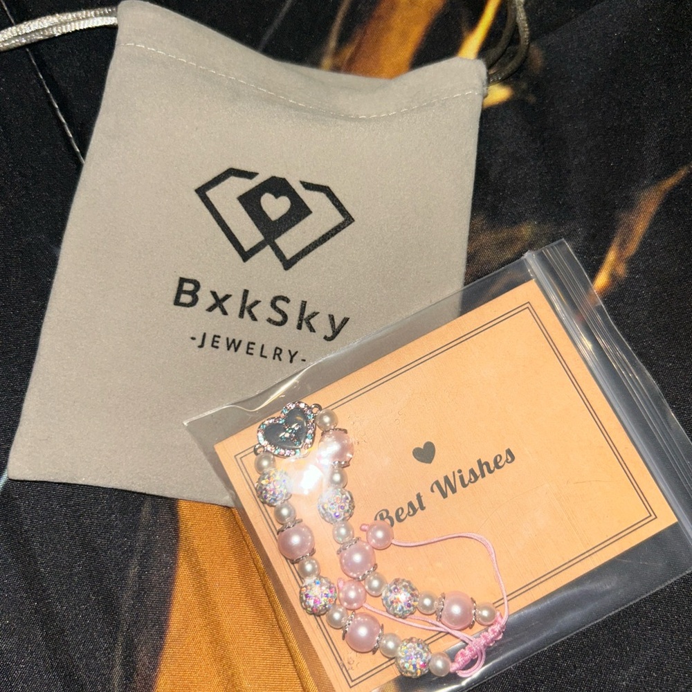 BxkSky Pink Heart Beaded Bracelet for Kids
